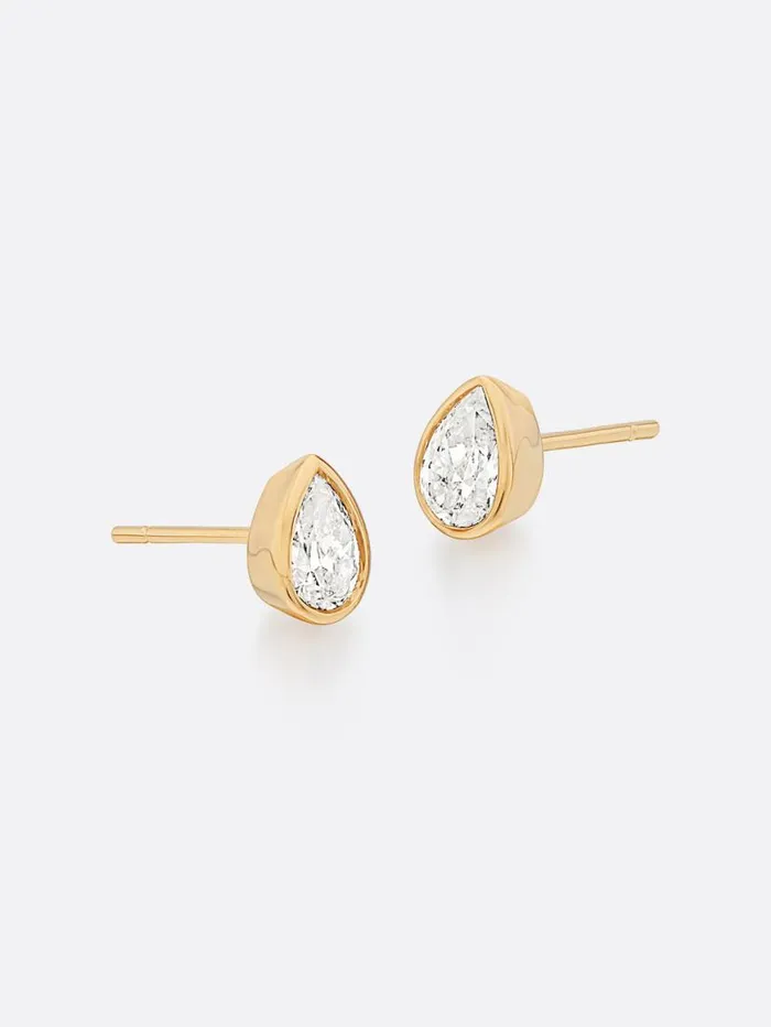 Shop Brochu Walker Fine Jewelry Romance Pear Diamond Droplet Earrings Yellow Gold With Diamonds