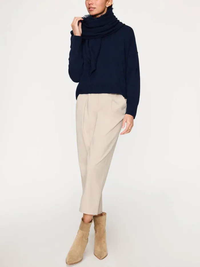 Shop Brochu Walker Scarves and Gloves The Cashmere Fringe Wrap Navy