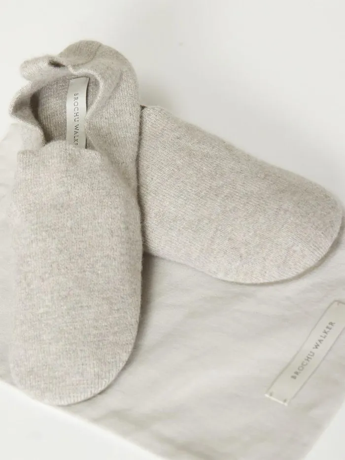 Shop Brochu Walker Shoes The Luxe Slipper Socks With Vegan Suede Light Chia Melange