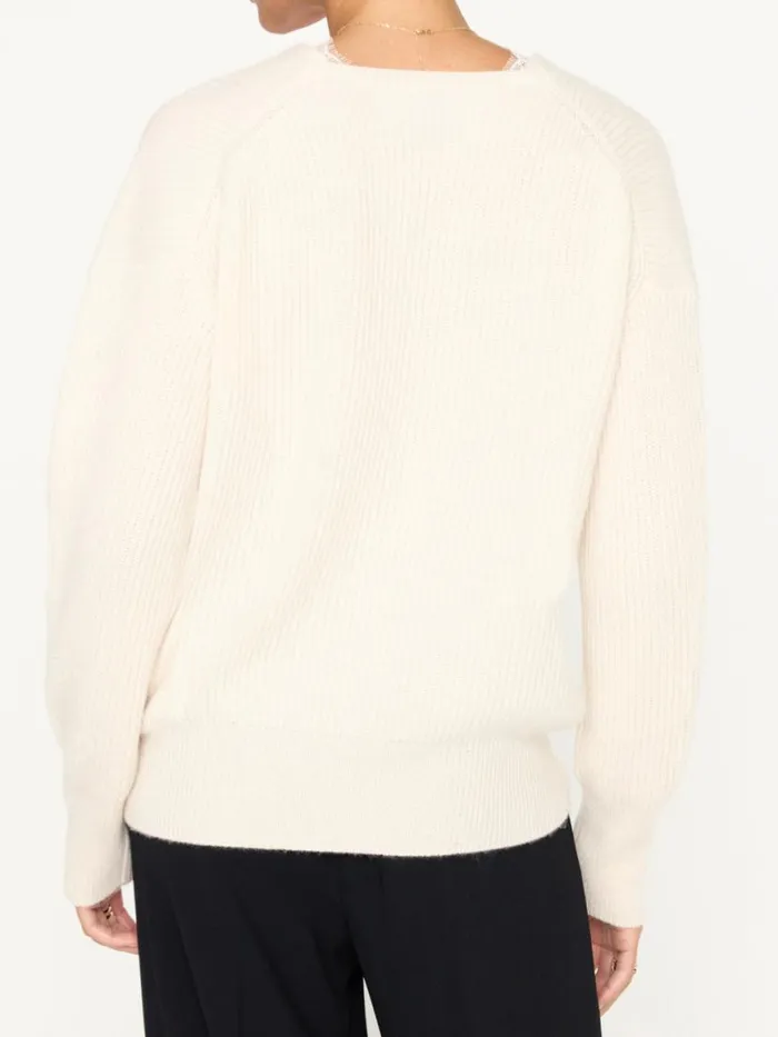 Shop Brochu Walker Sweaters The Ava Lace V Neck Sweater Almond Combo