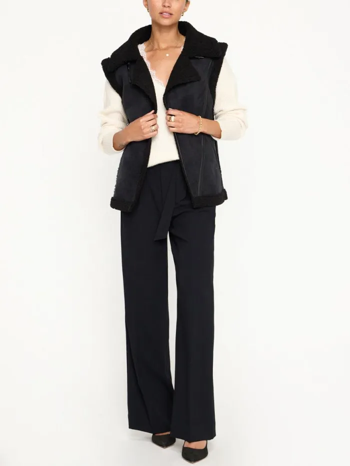 Shop Brochu Walker Sweaters The Ava Lace V Neck Sweater Almond Combo