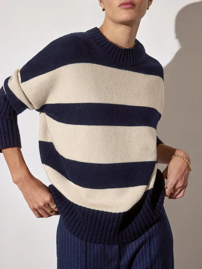 Shop Brochu Walker Sweaters The Cy Stripe Sweater Atlas Stripe