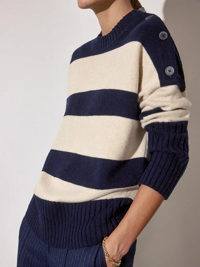 Shop Brochu Walker Sweaters The Cy Stripe Sweater Atlas Stripe
