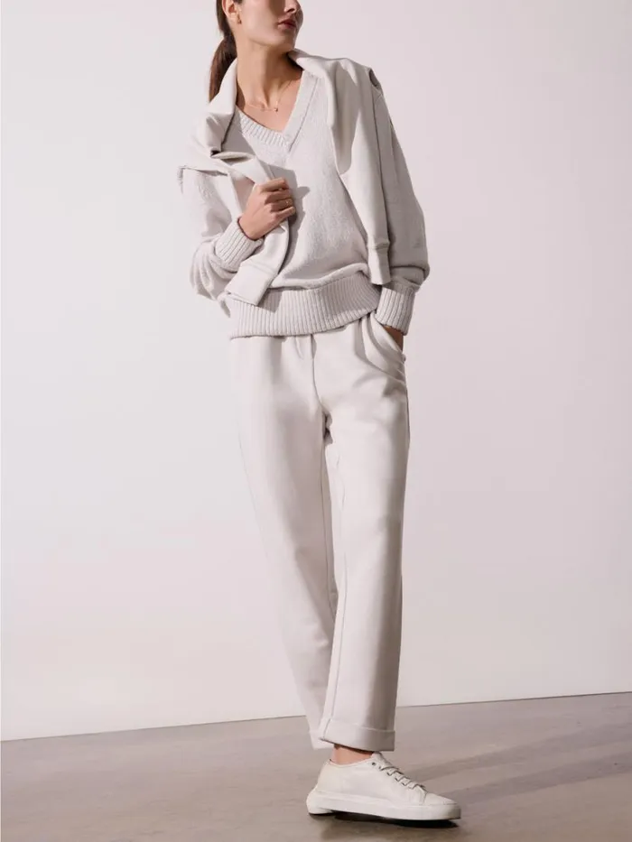 Shop Brochu Walker Sweaters The Emery Knit Vee Sweatshirt Dove Grey
