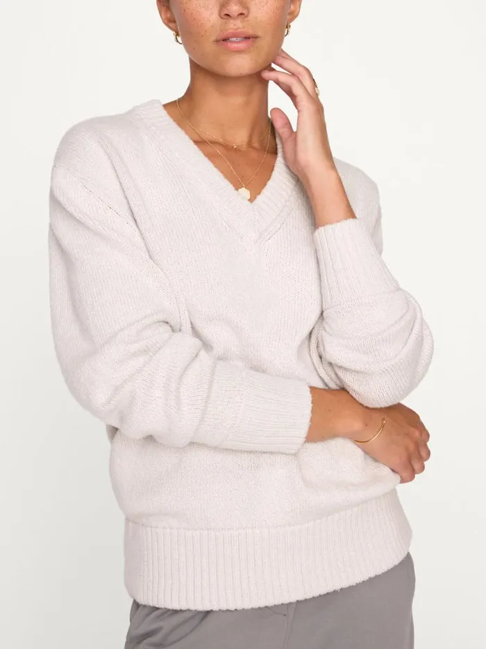 Shop Brochu Walker Sweaters The Emery Knit Vee Sweatshirt Dove Grey