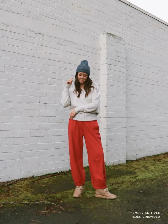 Shop Brochu Walker Sweaters The Emery Knit Vee Sweatshirt Dove Grey