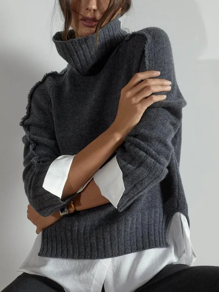 Shop Brochu Walker Sweaters The Jolie Fringe Layered Looker Flannel Melange With White Underlayer