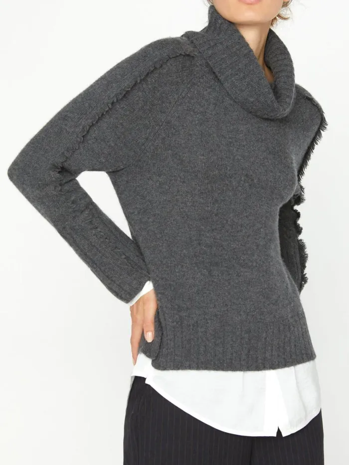 Shop Brochu Walker Sweaters The Jolie Fringe Layered Looker Flannel Melange With White Underlayer
