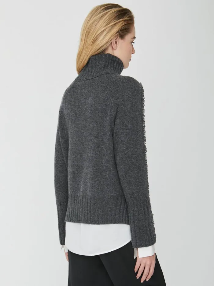 Shop Brochu Walker Sweaters The Jolie Fringe Layered Looker Flannel Melange With White Underlayer