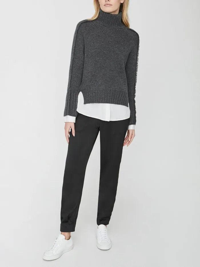 Shop Brochu Walker Sweaters The Jolie Fringe Layered Looker Flannel Melange With White Underlayer