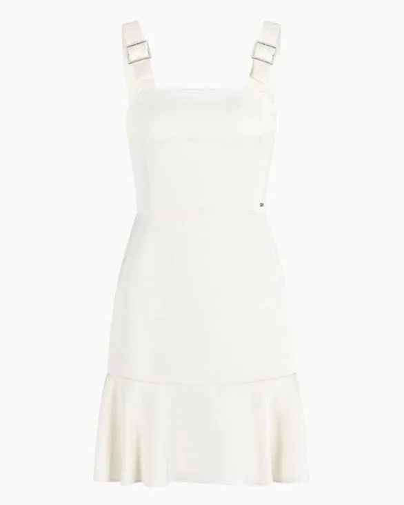 Short Dress In Matte Satin Fabric White Women Armani Dresses And Jumpsuits
