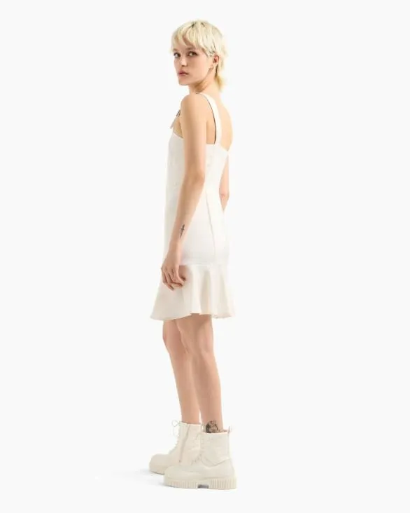 Short Dress In Matte Satin Fabric White Women Armani Dresses And Jumpsuits Short Dress In Matte Satin Fabric White Women Armani Dresses And Jumpsuits