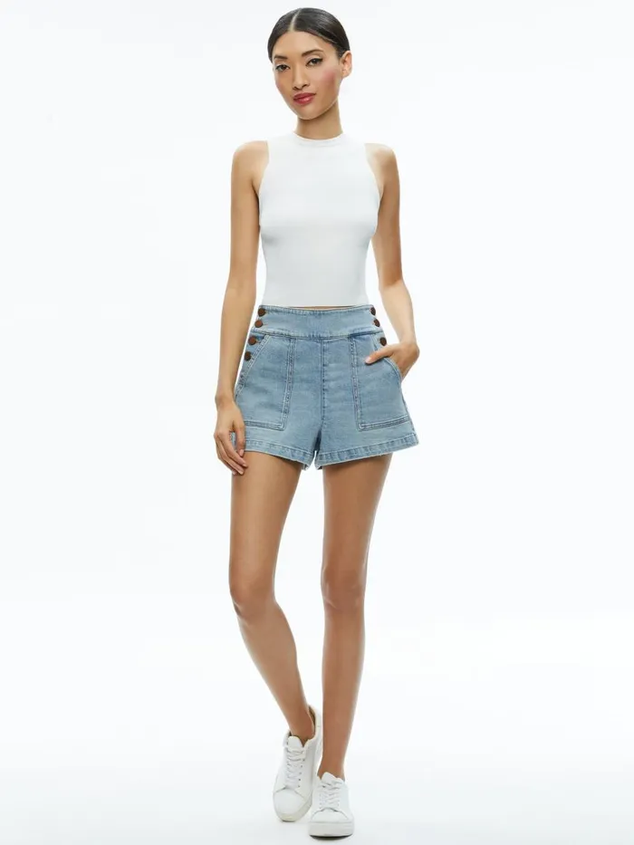 Shorts Women Alice Olivia DONALD JEAN SHORT Rockstar Blue