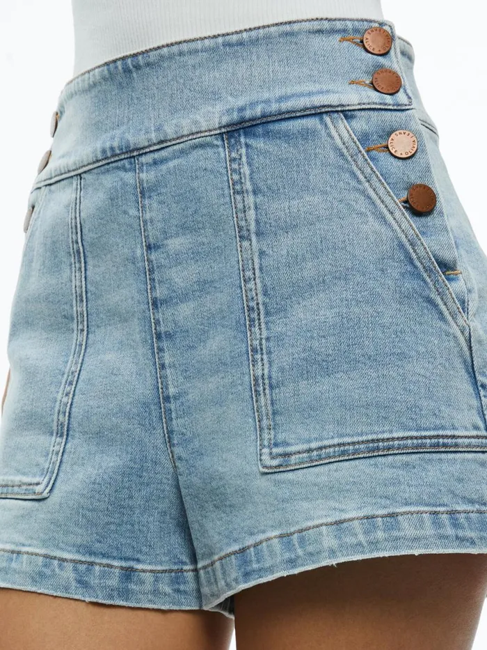 Shorts Women Alice Olivia DONALD JEAN SHORT Rockstar Blue