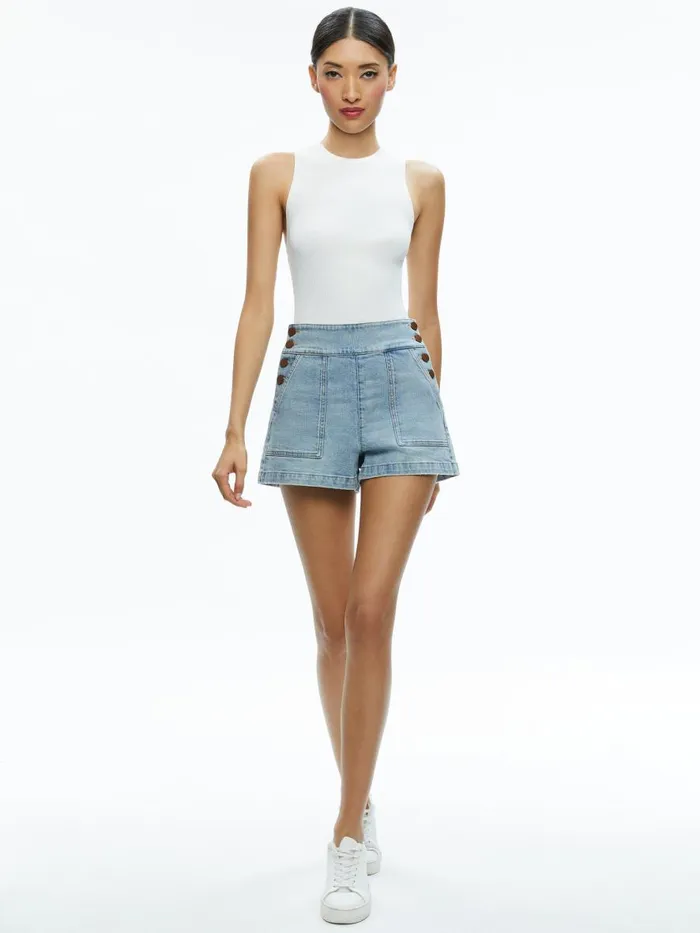 Shorts Women Alice Olivia DONALD JEAN SHORT Rockstar Blue