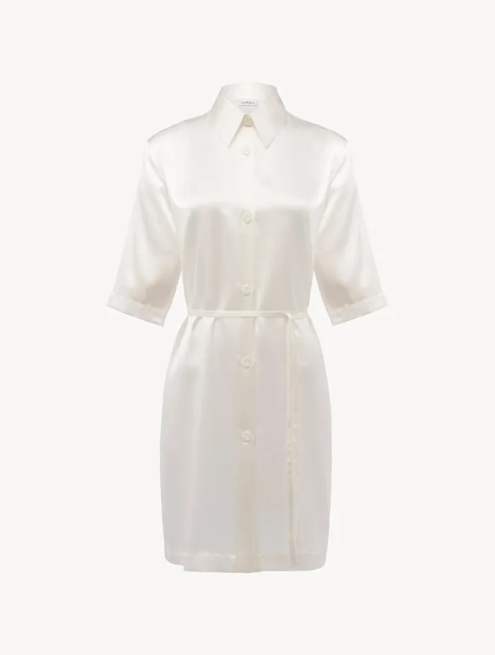 Silk Long Shirt In White Sleepwear La Perla Silk Sleepwear