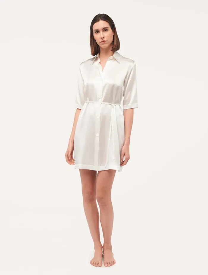 Silk Long Shirt In White Sleepwear La Perla Silk Sleepwear Silk Long Shirt In White Sleepwear La Perla Silk Sleepwear
