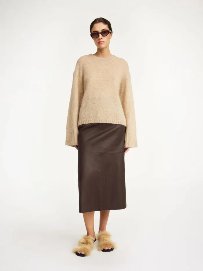 Simoas Leather Skirt Dark Mahogany Women By Malene Birger Skirts