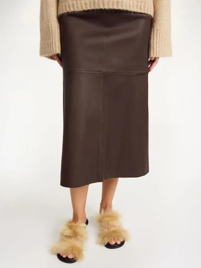 Simoas Leather Skirt Dark Mahogany Women By Malene Birger Skirts