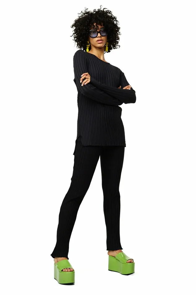 Simon Miller Bottoms Women Straight Rib Cyrene Pant Black