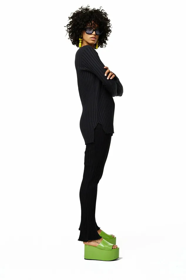 Simon Miller Bottoms Women Straight Rib Cyrene Pant Black Simon Miller Bottoms Women Straight Rib Cyrene Pant Black