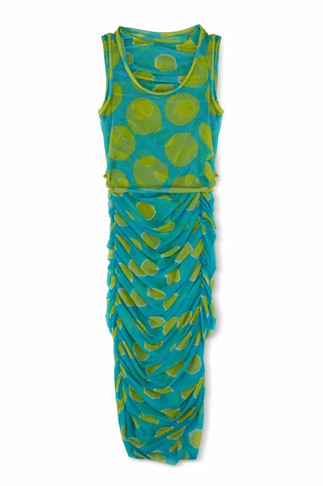 Simon Miller Prints Women Mesh Cielo Dress Suburban Blue Valley Green Dot Print Simon Miller Prints Women Mesh Cielo Dress Suburban Blue Valley Green Dot Print