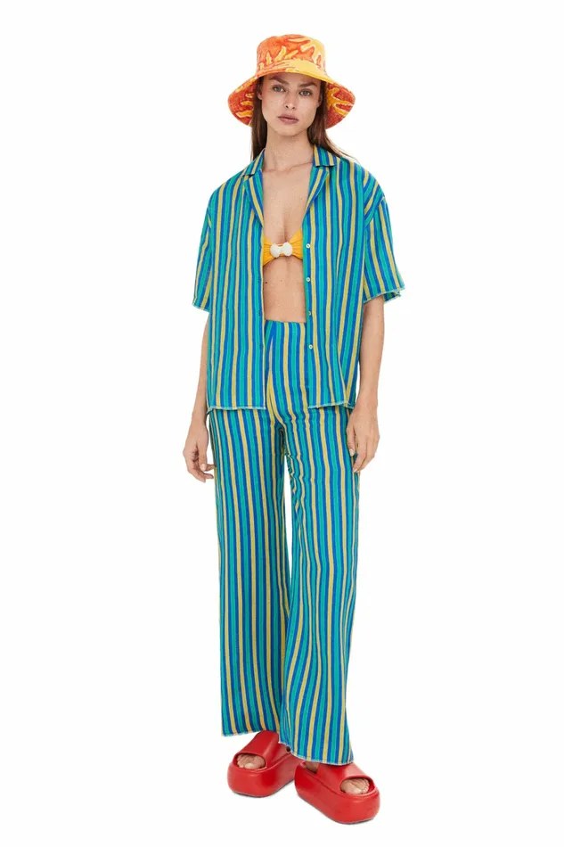 Simon Miller Prints Women Sm X Mango Linen Iguana Shirt Multi Stripe