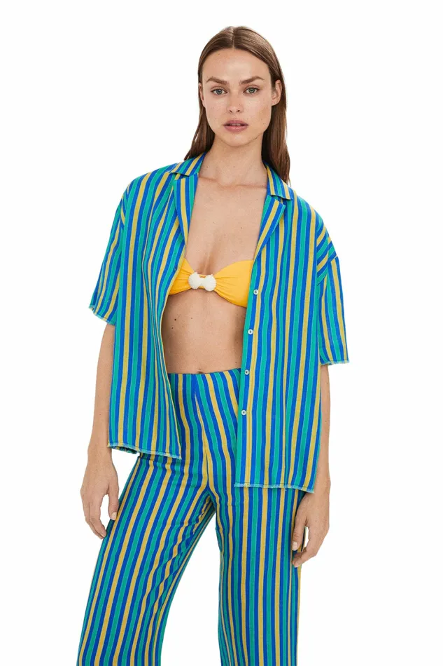 Simon Miller Prints Women Sm X Mango Linen Iguana Shirt Multi Stripe Simon Miller Prints Women Sm X Mango Linen Iguana Shirt Multi Stripe