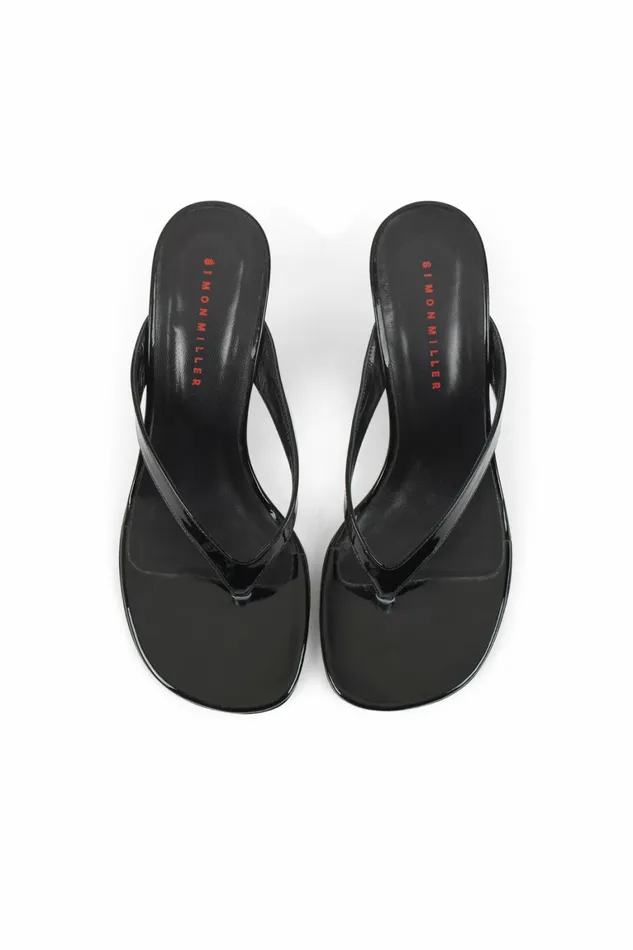 Simon Miller Sandals Women Beep Thong Black Patent Simon Miller Sandals Women Beep Thong Black Patent