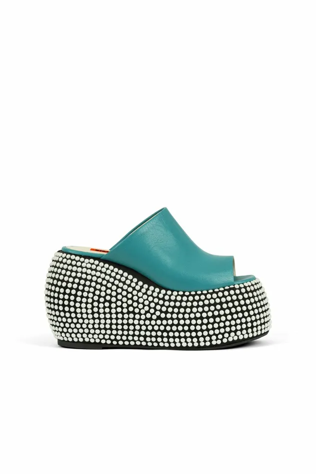 Simon Miller Sandals Women Platform Bubble Wedge Black Taffy Blue