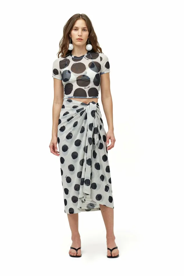 Simon Miller Swim Women Mesh Balboa Skirt Macadamia Black Dot Print Simon Miller Swim Women Mesh Balboa Skirt Macadamia Black Dot Print