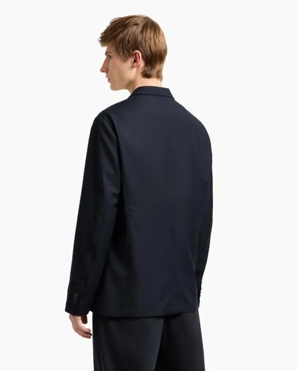 Singlebreasted Twobutton Jacket In Flowing Fabric Navyblue Men Armani Matching Sets Singlebreasted Twobutton Jacket In Flowing Fabric Navyblue Men Armani Matching Sets