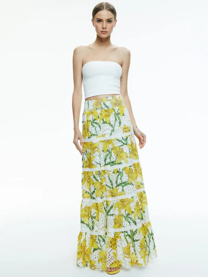 Skirts Women Alice Olivia AISHA TIERED MAXI SKIRT Stargazer Multi Lg