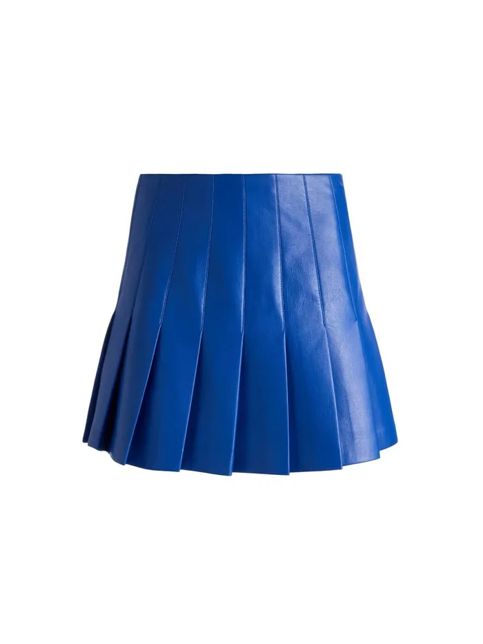 Skirts Women Alice Olivia CARTER PLEATED VEGAN LEATHER MINI SKIRT Royal