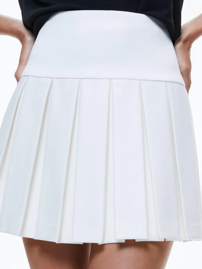 Skirts Women Alice Olivia EMILIE BOX PLEAT MINI SKIRT Off White