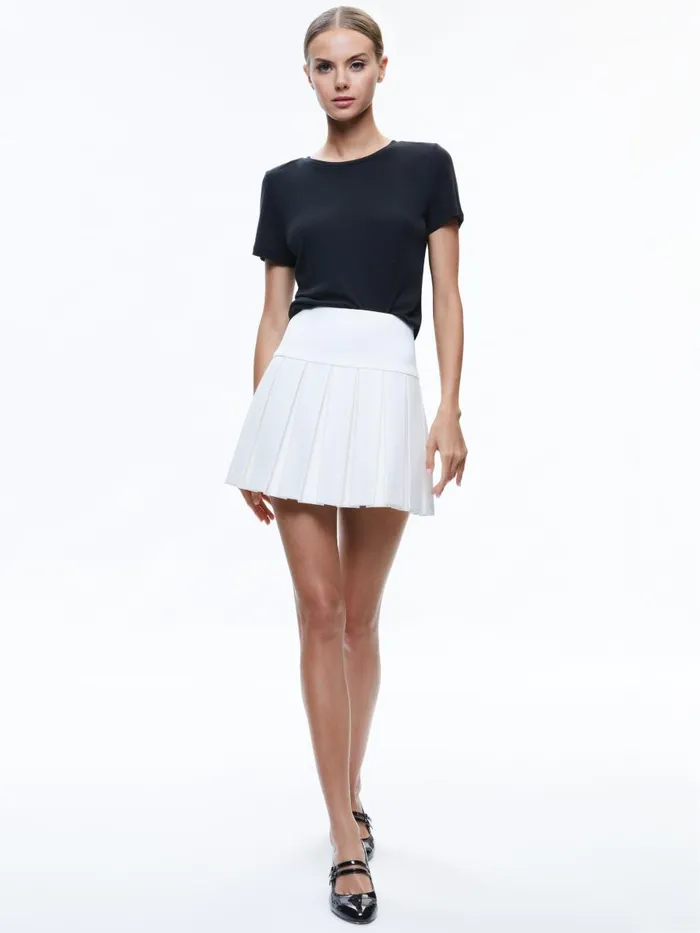Skirts Women Alice Olivia EMILIE BOX PLEAT MINI SKIRT Off White