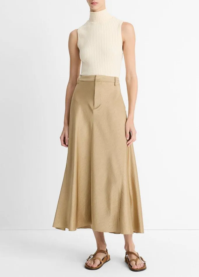 Skirts Women Vince Satin ALine Trouser Skirt Dune Stone