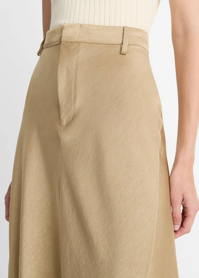 Skirts Women Vince Satin ALine Trouser Skirt Dune Stone Skirts Women Vince Satin ALine Trouser Skirt Dune Stone
