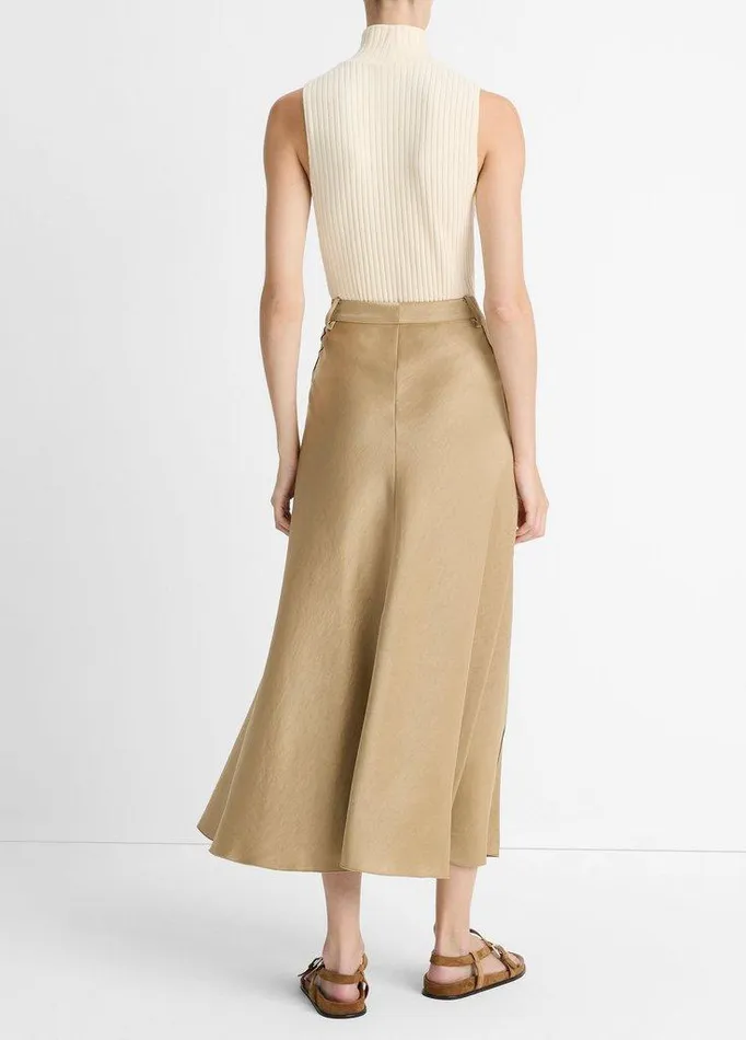 Skirts Women Vince Satin ALine Trouser Skirt Dune Stone Skirts Women Vince Satin ALine Trouser Skirt Dune Stone