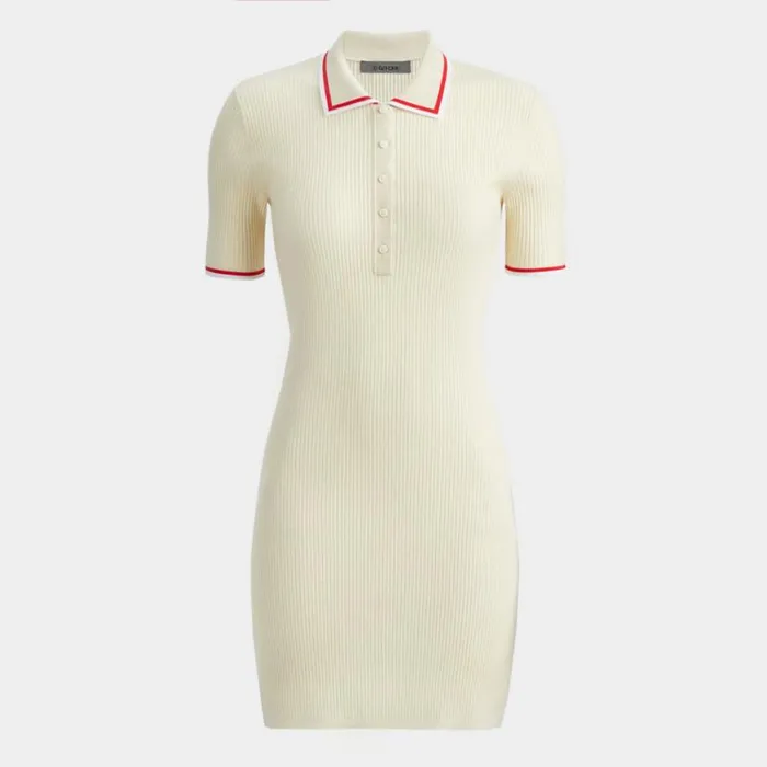 Skorts and Dresses Women GFORE LIMITED EDITION TIPPED MERINO BLEND RIBBED SWEATER DRESS Winter White Skorts and Dresses Women GFORE LIMITED EDITION TIPPED MERINO BLEND RIBBED SWEATER DRESS Winter White