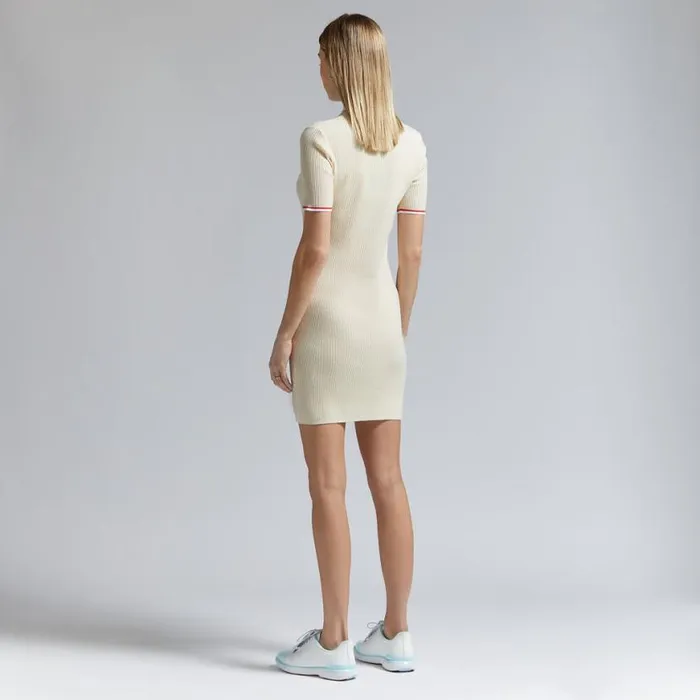 Skorts and Dresses Women GFORE LIMITED EDITION TIPPED MERINO BLEND RIBBED SWEATER DRESS Winter White Skorts and Dresses Women GFORE LIMITED EDITION TIPPED MERINO BLEND RIBBED SWEATER DRESS Winter White