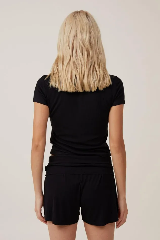 Sleep Recovery Roll Waist Short True Black Women Cotton On Shorts