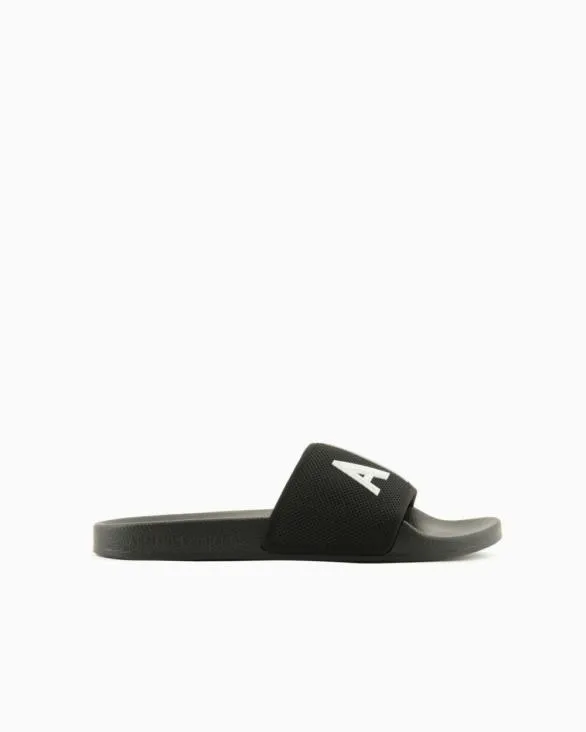 Slider Slippers With Logo Black Men Armani Sandals