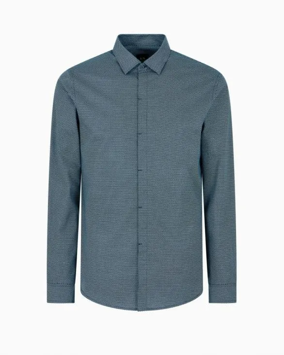 Slim Fit Stretch Cotton Shirt White Men Armani Shirts