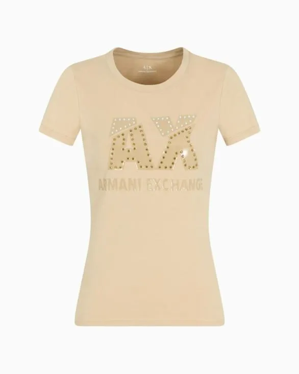 Slim Fit Tshirt In Stretch Cotton Jersey Camel Women Armani TShirts