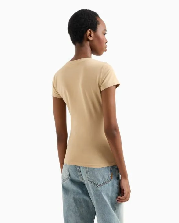 Slim Fit Tshirt In Stretch Cotton Jersey Camel Women Armani TShirts Slim Fit Tshirt In Stretch Cotton Jersey Camel Women Armani TShirts