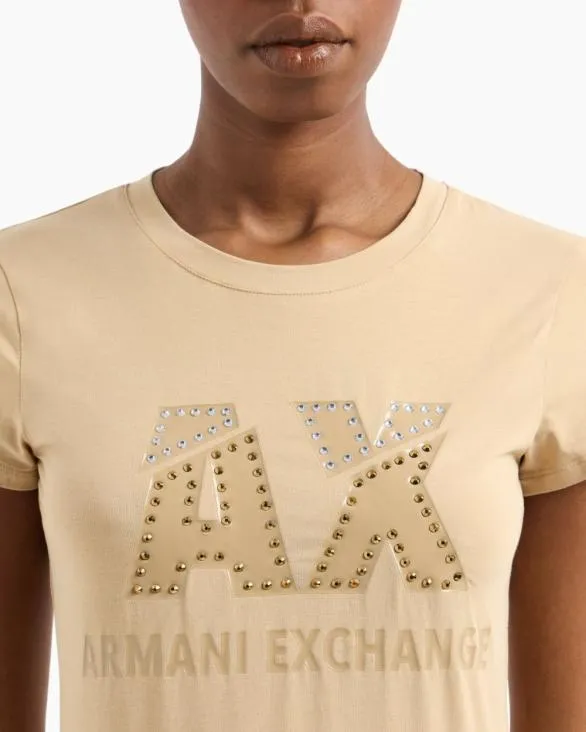 Slim Fit Tshirt In Stretch Cotton Jersey Camel Women Armani TShirts Slim Fit Tshirt In Stretch Cotton Jersey Camel Women Armani TShirts