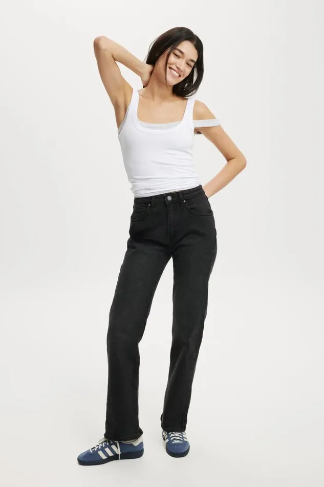 Slim Straight Jean Black Pepper Women Cotton On Pants