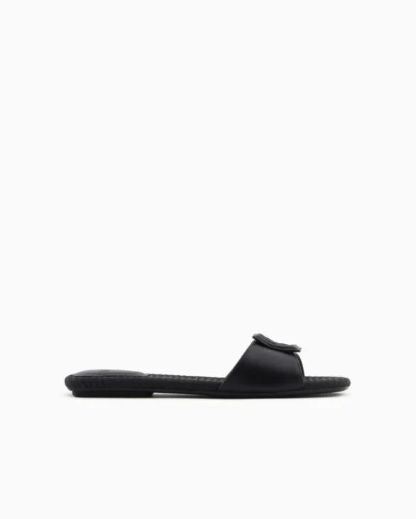 Slippers With Band And Logo Black Women Armani Sandals