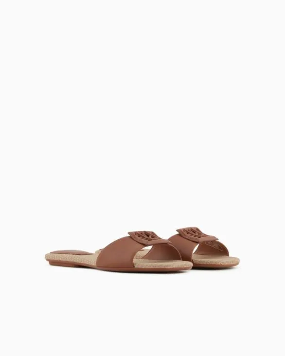 Slippers With Band And Logo Camel Women Armani Sandals Slippers With Band And Logo Camel Women Armani Sandals